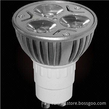 GU10 LED bulb, 2700K to 3200K warm white color temperature, CE mark